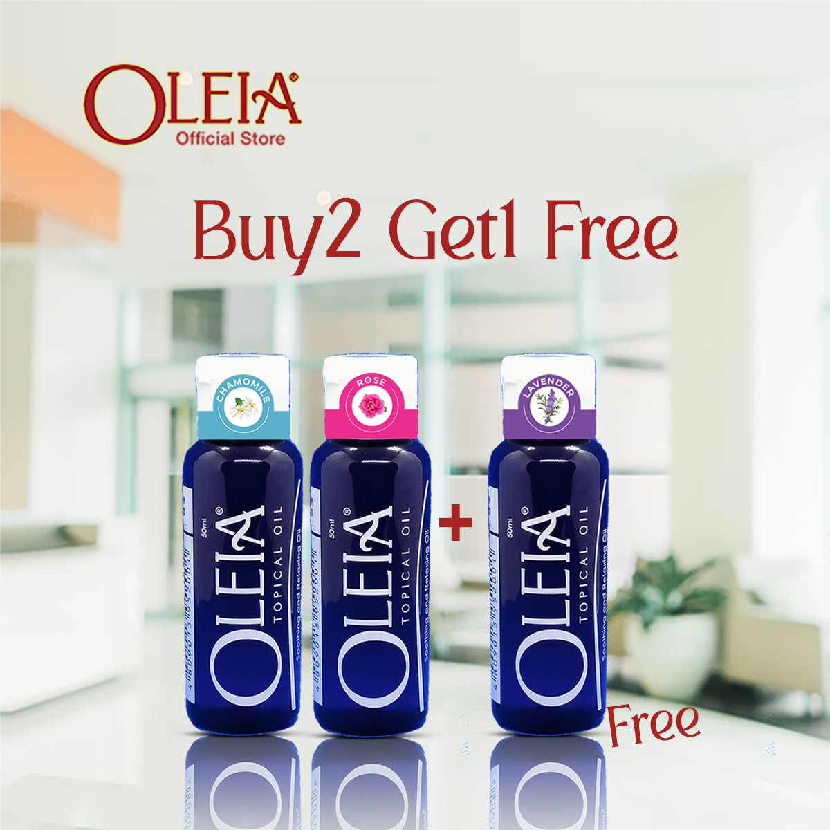 Oleia Oil 50ml: Buy2 Get1 Rose or Jasmine Oil